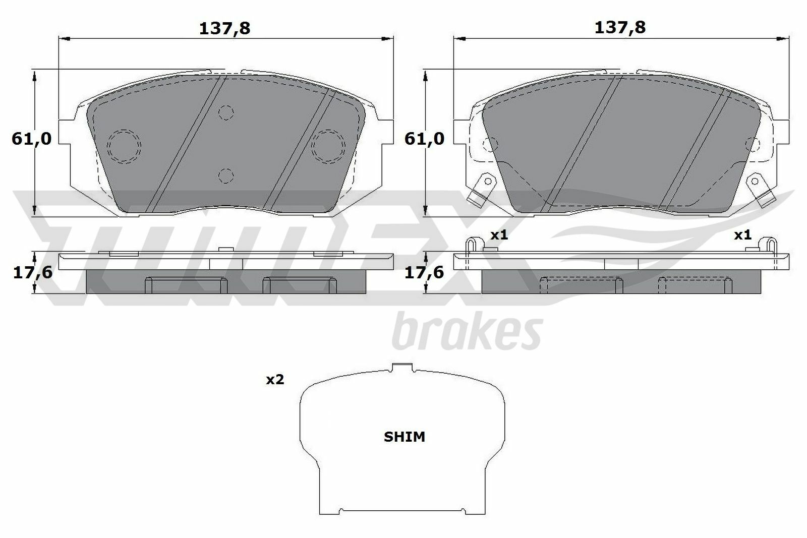 Sada brzdových destiček, kotoučová brzda TOMEX Brakes